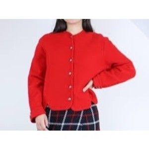 VINTAGE Tally Ho Red Cottagecore knit Crewneck Button Sweater